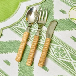 Light Brown Rattan Effect Childrens Cutlery (3 Piece)
