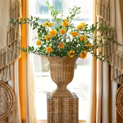 Liliana Scalloped Rattan Urn