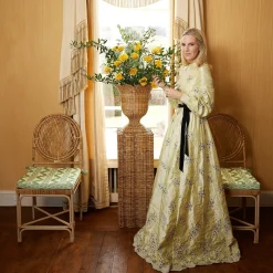 Liliana Scalloped Rattan Pedestal And Urn