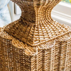 Liliana Scalloped Rattan Pedestal And Urn