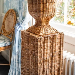 Liliana Scalloped Rattan Pedestal And Urn