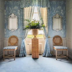 Liliana Scalloped Rattan Pedestal And Urn