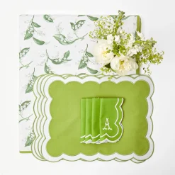 Lily Of The Valley & Serena Green Applique Linen Set