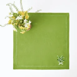 Lily Of The Valley Green Linen Napkins (Set Of 4)