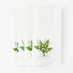 Lily Of The Valley White Linen Napkins (Set Of 4)