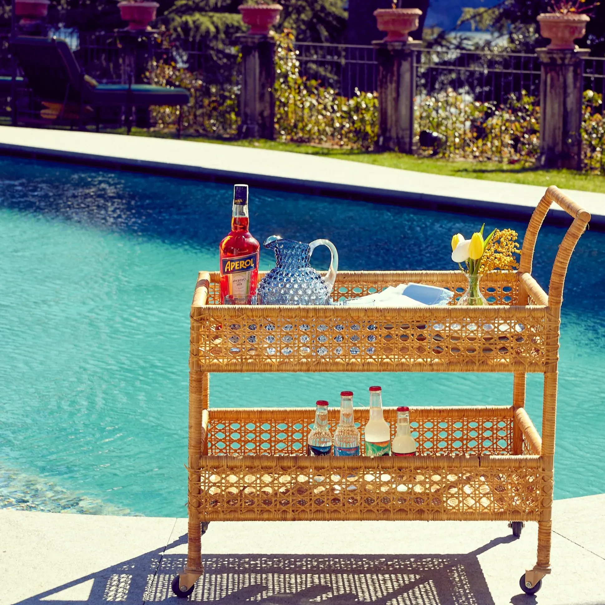 Lorenzo Rattan Bar Cart