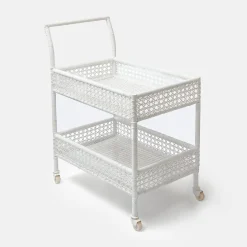 Lorenzo White Rattan Bar Cart