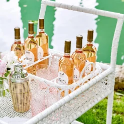 Lorenzo White Rattan Bar Cart