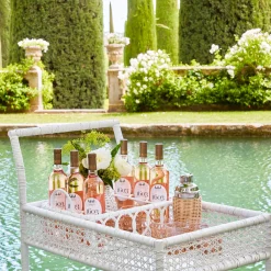 Lorenzo White Rattan Bar Cart