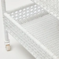 Lorenzo White Rattan Bar Cart