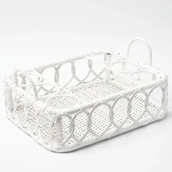 Lorenzo White Rattan Drinks Tray