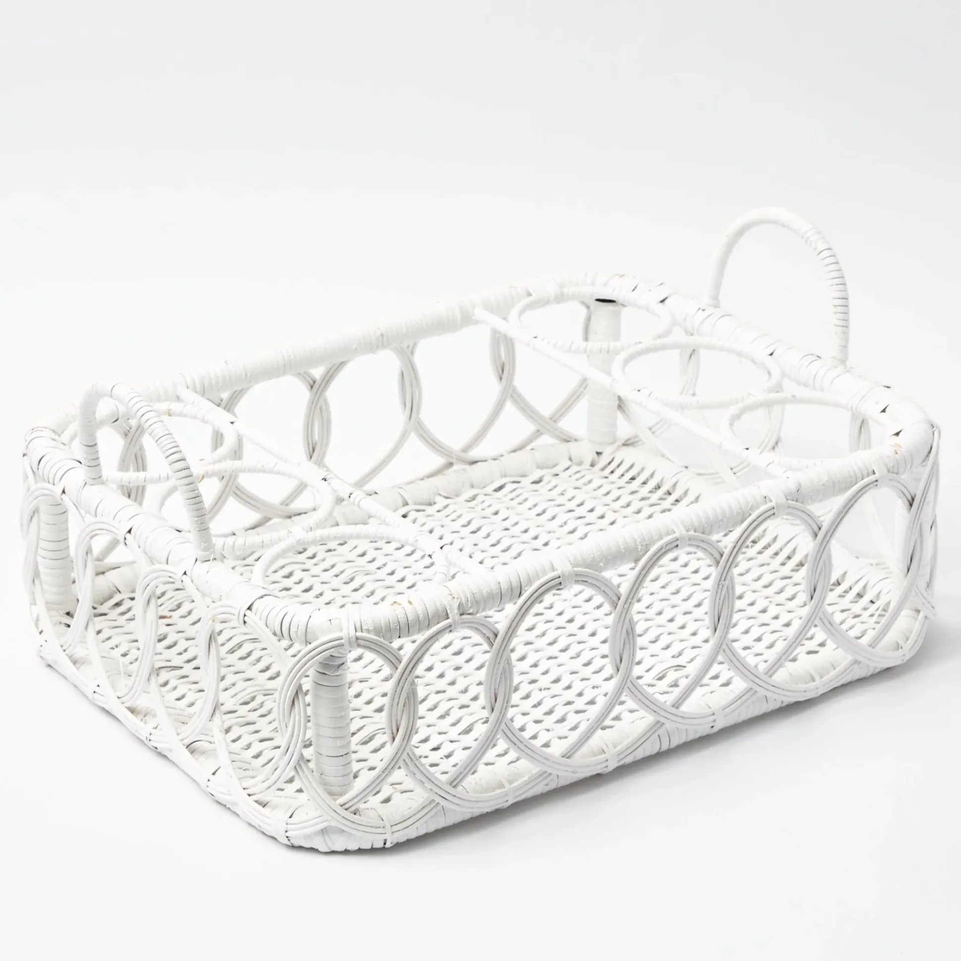 Lorenzo White Rattan Drinks Tray