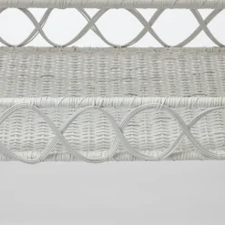 Madeleine White Rattan Scalloped Console Table