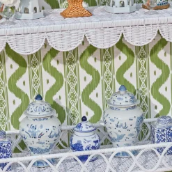 Madeleine White Rattan Scalloped Console Table