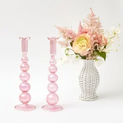Marguerite Pink Candle Holders (Pair)