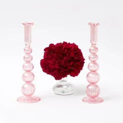 Marguerite Pink Candle Holders (Pair)