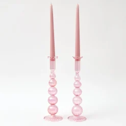 Marguerite Pink Candle Holders (Pair)