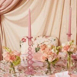 Marguerite Pink Candle Holders (Pair)