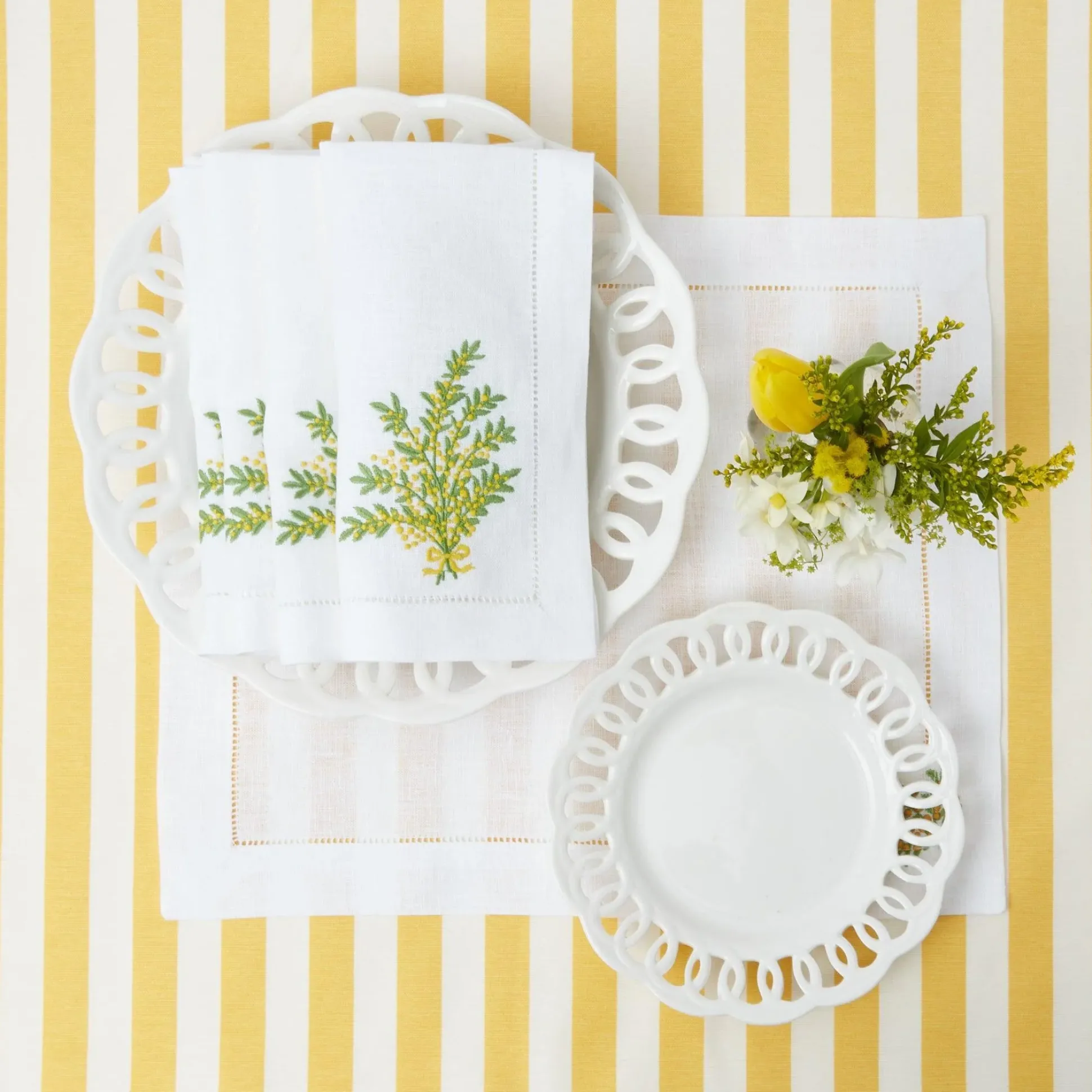 Mimosa White Linen Placemats (Set Of 4)