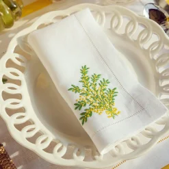 Mimosa White Linen Placemats & Napkins (Set Of 4)
