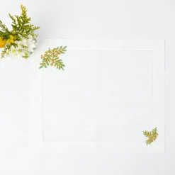 Mimosa White Linen Placemats & Napkins (Set Of 4)
