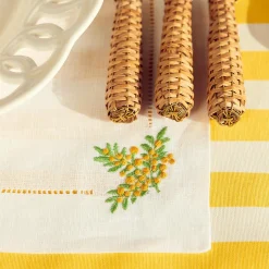 Mimosa White Linen Placemats & Napkins (Set Of 4)