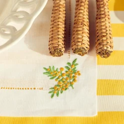 Mimosa White Linen Placemats & Napkins (Set Of 4)