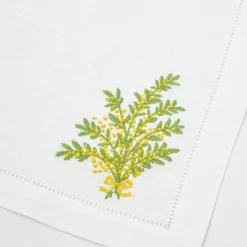 Mimosa White Linen Placemats & Napkins (Set Of 4)