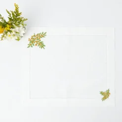 Mimosa White Linen Placemats & Napkins (Set Of 4)