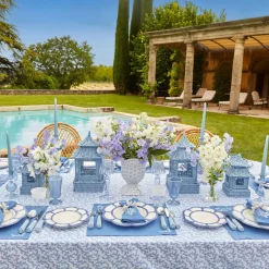 Mini Blue Rattan Pagoda Lanterns (Pair)