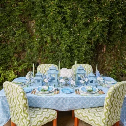 Mini Blue Rattan Pagoda Lanterns (Pair)