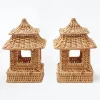 Mini Natural Rattan Pagoda Lanterns (Pair)