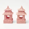 Mini Pink Rattan Pagoda Lanterns (Pair)