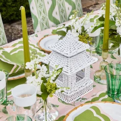 Mini White Rattan Pagoda Lanterns (Pair)