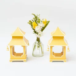 Mini Yellow Pagoda Lantern (Pair)
