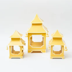 Mini Yellow Pagoda Lantern (Pair)