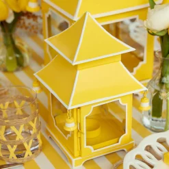 Mini Yellow Pagoda Lantern (Pair)
