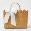 Mrs. Alice Rattan Tote Bag (White Bow)