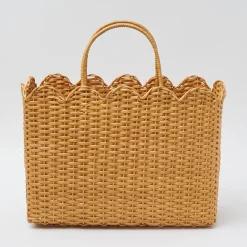 Mrs. Alice Rattan Tote Bag (White Bow)