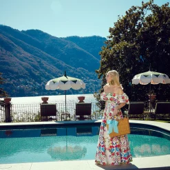 Mrs. Alice Rattan Tote Bag (Blue Bow)