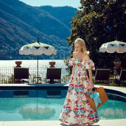 Mrs. Alice Rattan Tote Bag (Blue Bow)