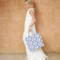 Mrs. Alice Tote Bag (Blue Ikat)