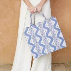 Mrs. Alice Tote Bag (Blue Ikat)