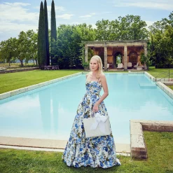 Mrs. Alice White Rattan Tote Bag (White Bow)