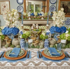 Mushroom Blue Linen Napkins (Set Of 4)