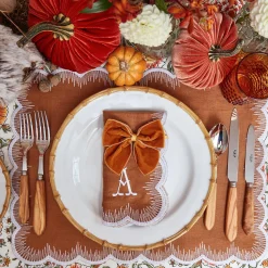 Mustard Velvet Napkin Bows (Set Of 4)