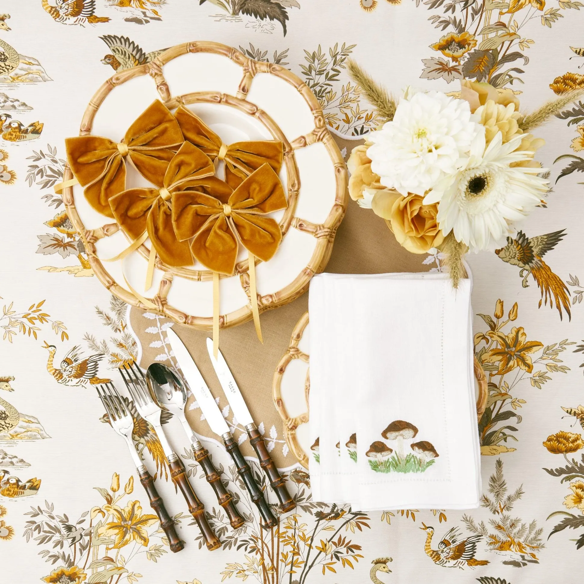 Mustard Velvet Napkin Bows (Set Of 4)