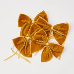 Mustard Velvet Napkin Bows (Set Of 4)