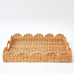 Natural Scalloped Rattan Tray