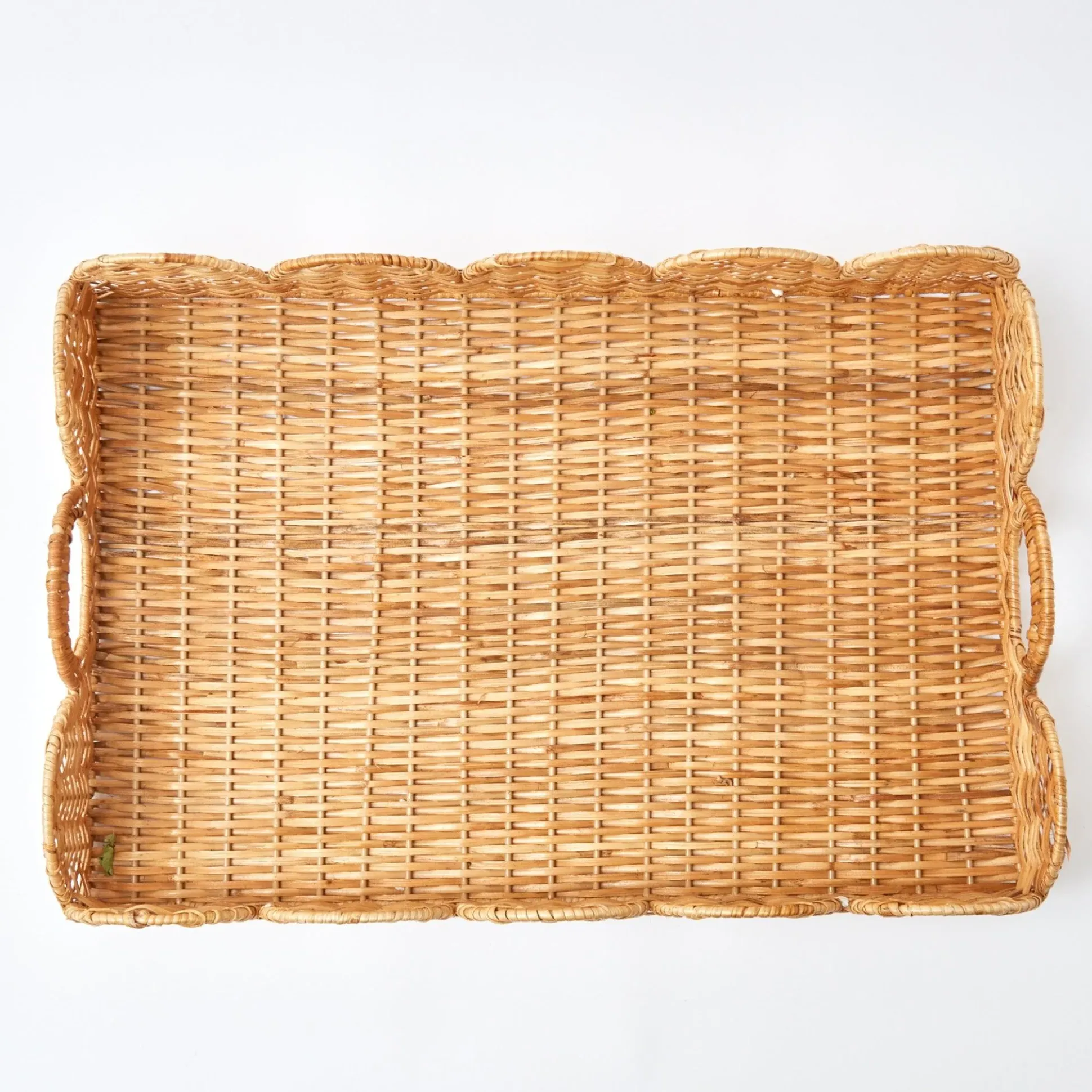 Natural Scalloped Rattan Tray
